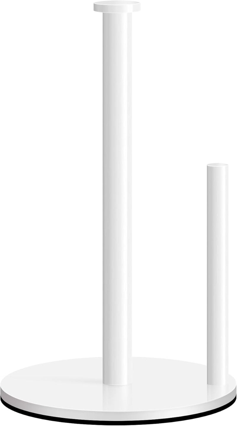 OBODING Paper Towel Holder Countertop, , White Kitchen Paper Towel Holder Stand for Kitchen and Bathroom Organization, Stainless Steel Paper Towel Holders for Standard and Large Rolls (White) - Image 1